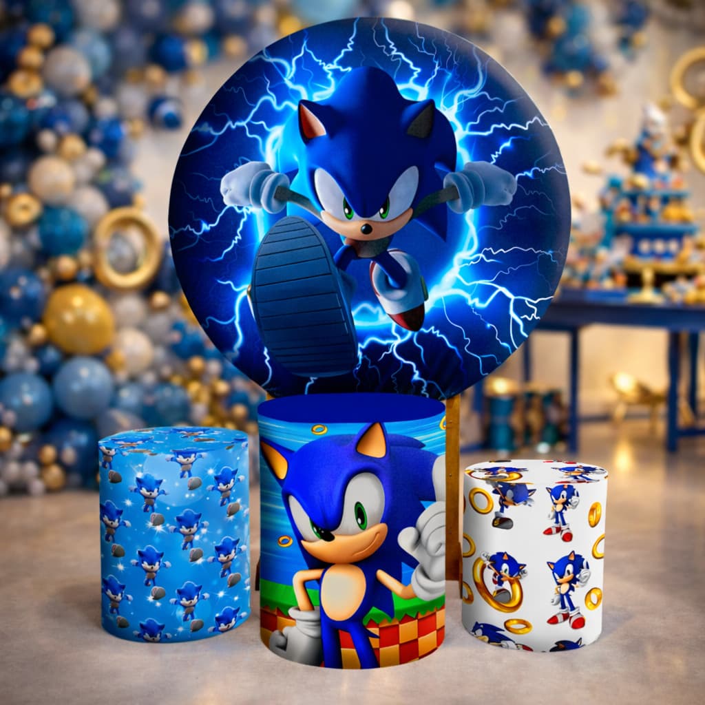 Kit Painel de Festa Personagem Capa Painel + Trio Capa Cilindros Envio Imediato
