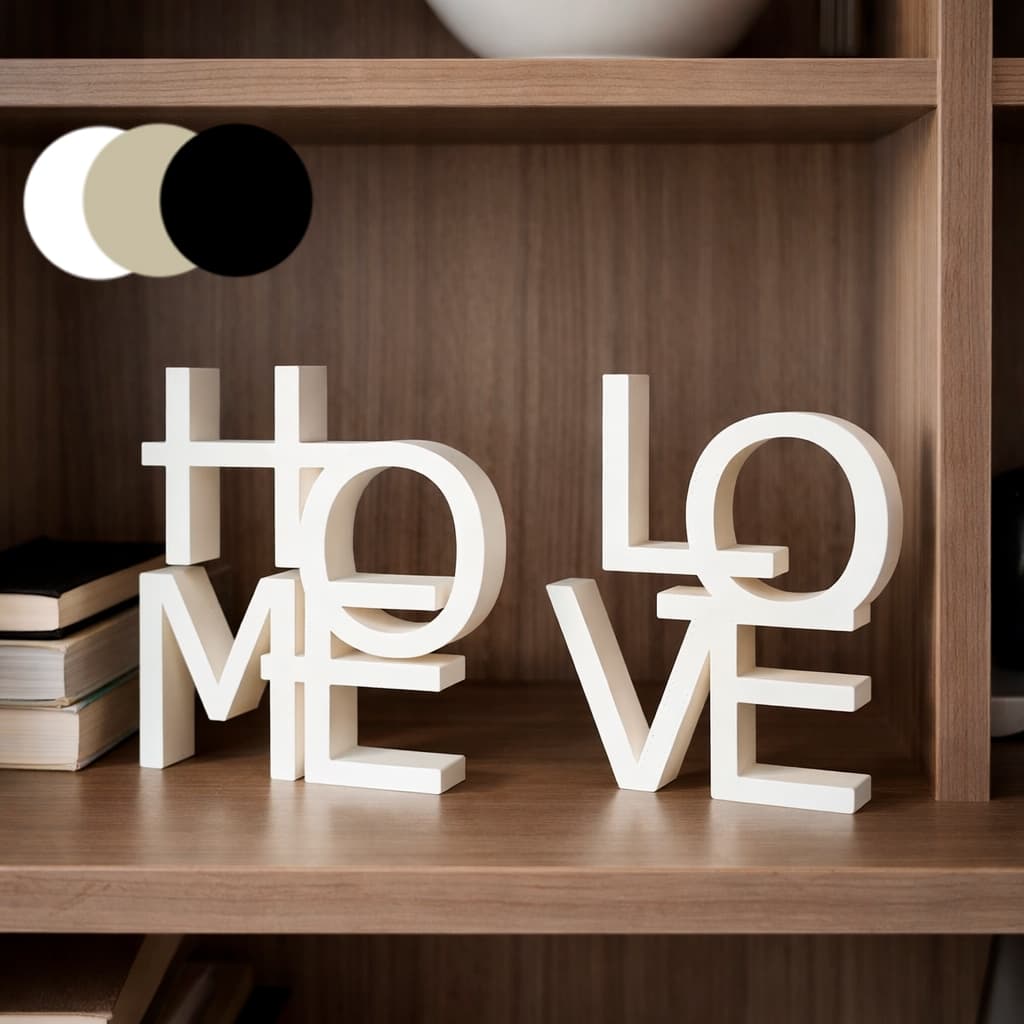 Letreiro Decoração HOME ou LOVE Enfeite para Casa Prateleira Plástico