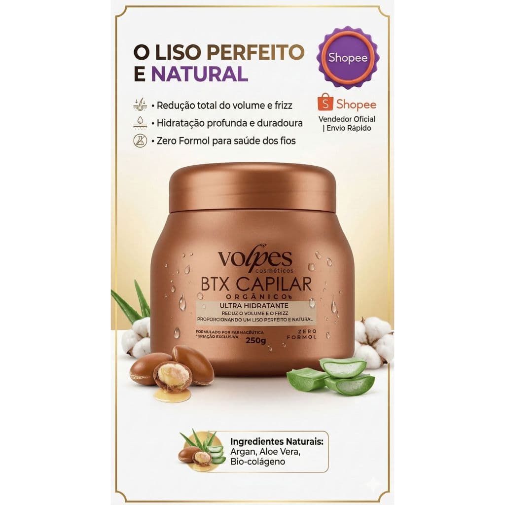 Botox Capilar Argan 250g A Liga Cosméticos Liso Perfeito Reduz Volume e Frizz