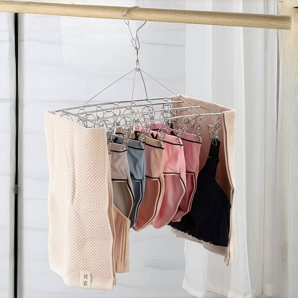 Varal 20/40 Prendedores Roupa Bebe Calcinha Cueca Dobrável Inox