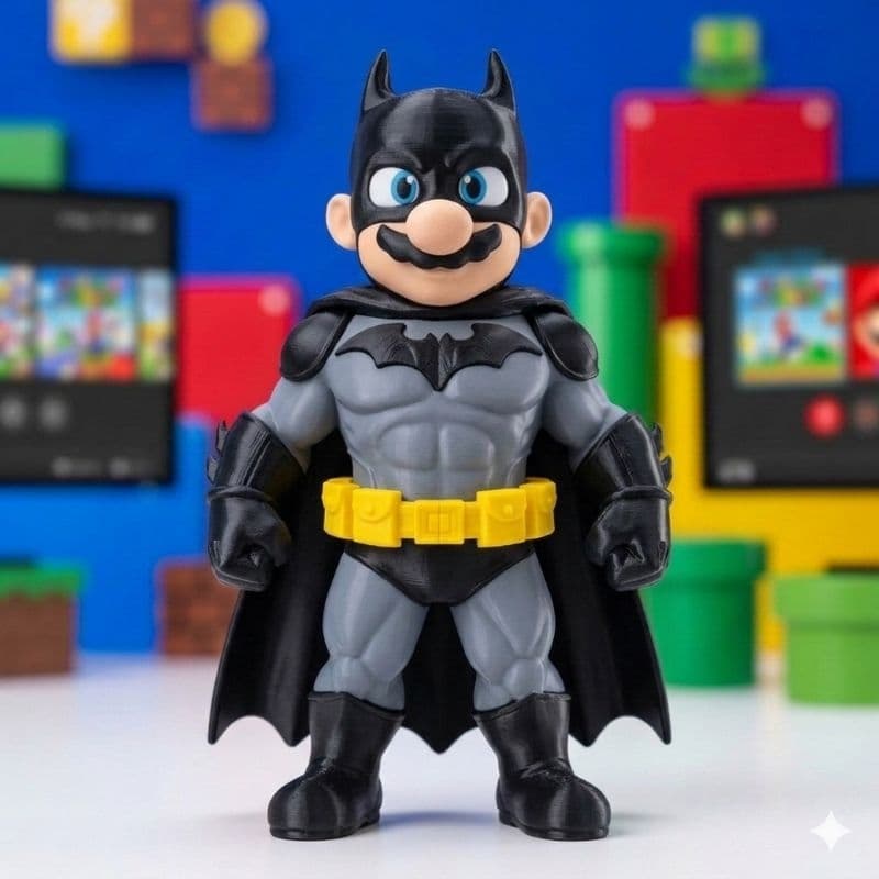 Action figure Mario Batman - colecionável exclusivo