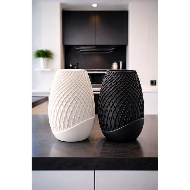 Kit 3 Vasos Decorativos Modernos 3D Preto/Branco – 15cm 12cm 10cm para Suculentas e Decoração