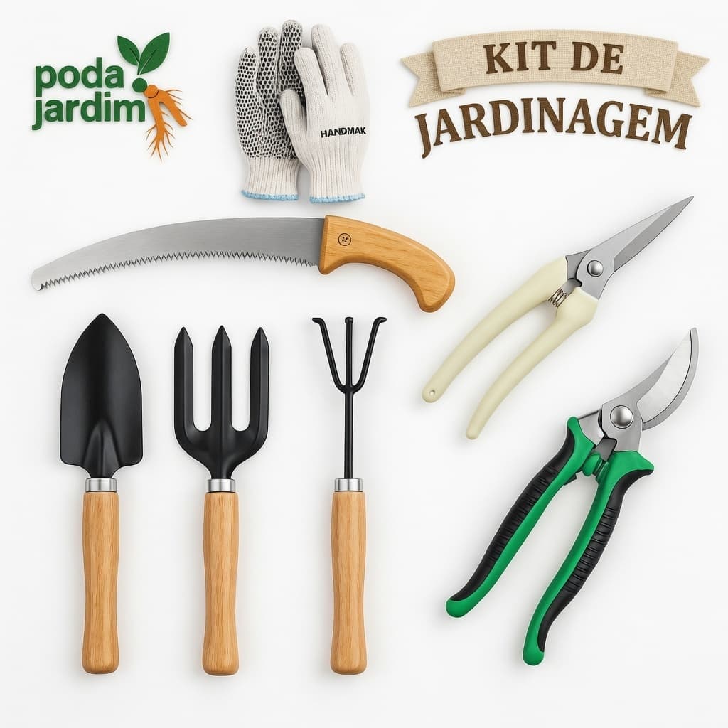 Kit Peças Jardinagem Ferramentas Tesoura Poda Ancinho Garfo  Jardineiro jardim