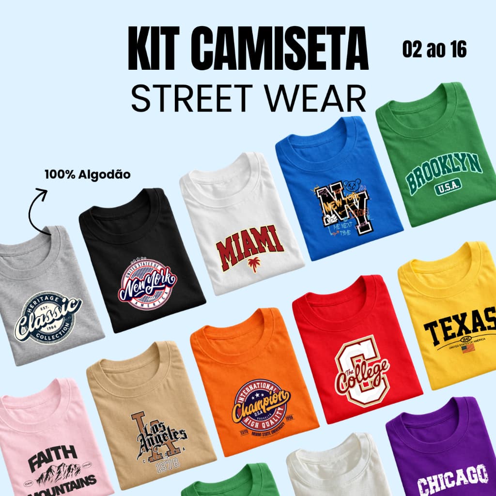 kit 3 Camisetas Juvenil Menino - Peças alta qualidade de Roupas - 100% Algodão