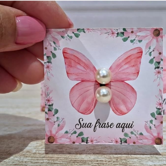 Pares Brinco Pérola 8mm | Card Tag 5x5 Presente Feminino para Clientes