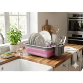 Escorredor Dobrável de Louça Bompack Roxo (Linha Home) Seca Louças Silicone