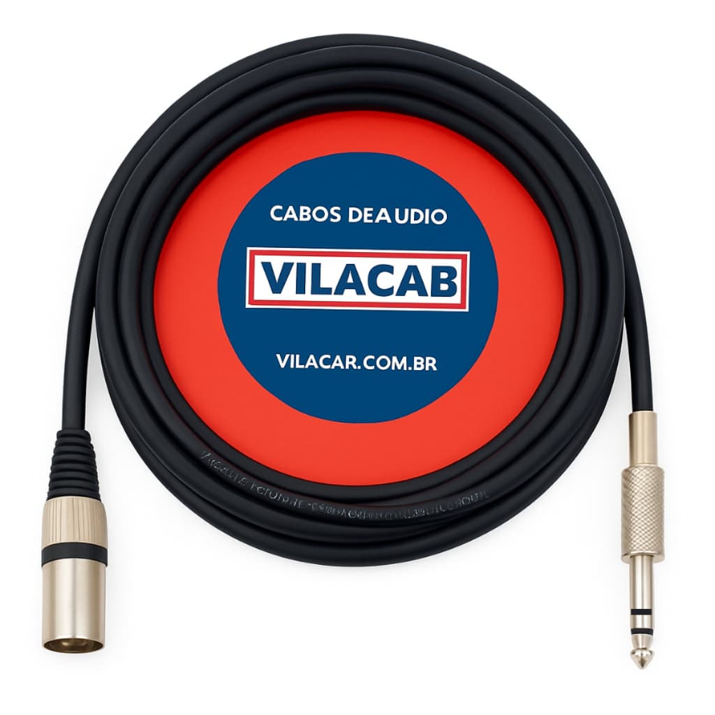 Cabo Xlr Macho P10 Stereo Plug Conector Canon 2 Metros Balanceado Áudio Profissional Trs Musicais