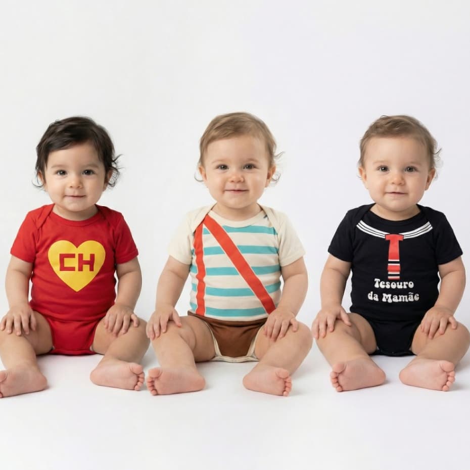 Kit 2 Body Bebê Infantil Mesversario Chaves Roupa Recém Nascido Enxoval RN Envio Rápido