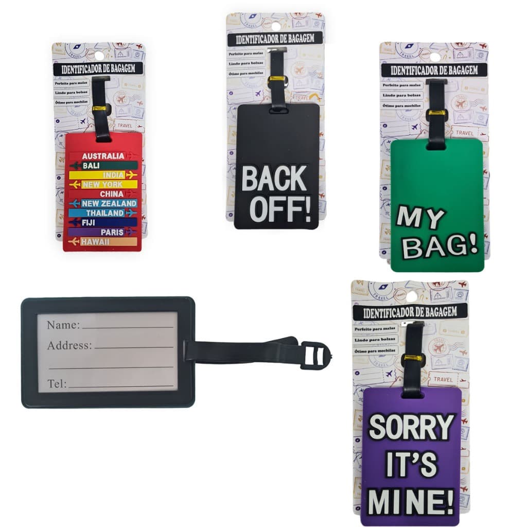 Identificador Tag de Viagem Bagagem Mala Mochila Silicone Frases