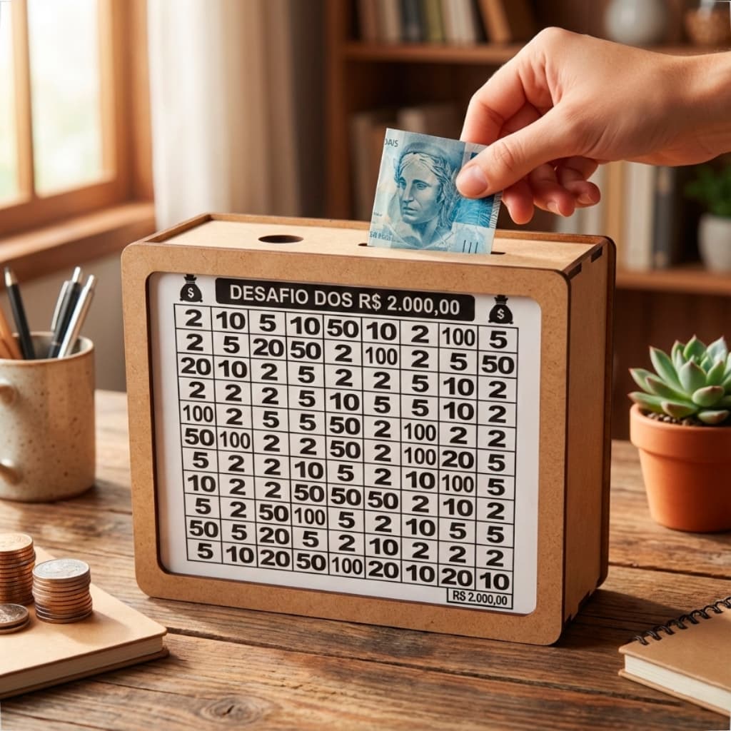 Cofre Woodbox em MDF Porta Dinheiro Decorativo Cofrinho Criativo 2Mil
