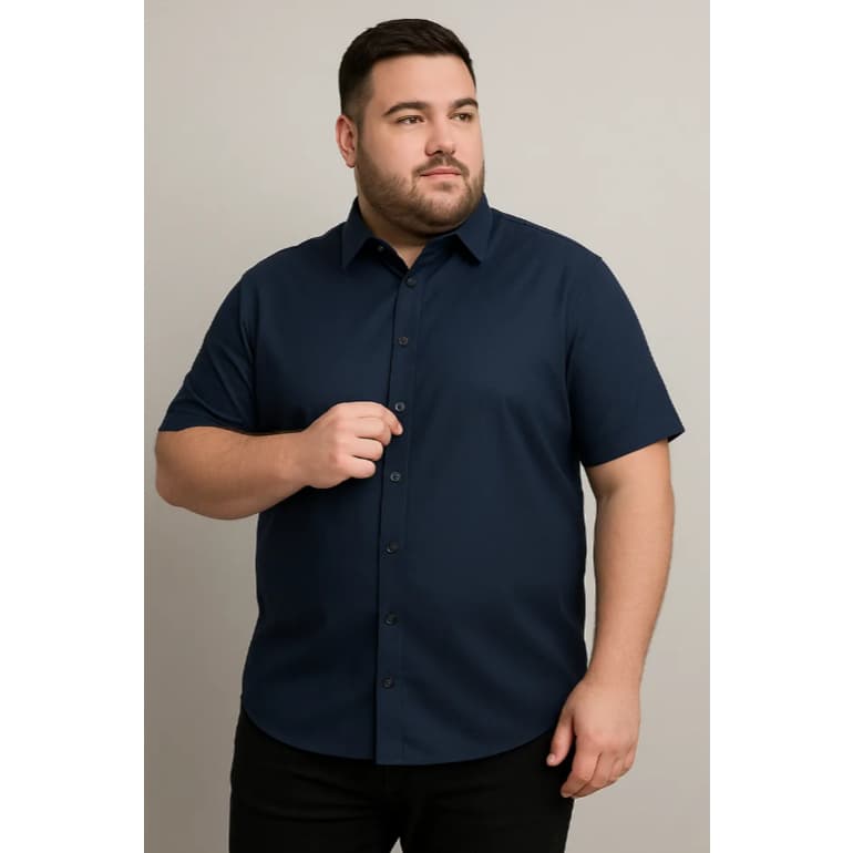 Camisa Social Plus Size Masculina Manga Curta G1 G2 G3 G4 G5 G6 G7 G8 G9 G10 G11 G12