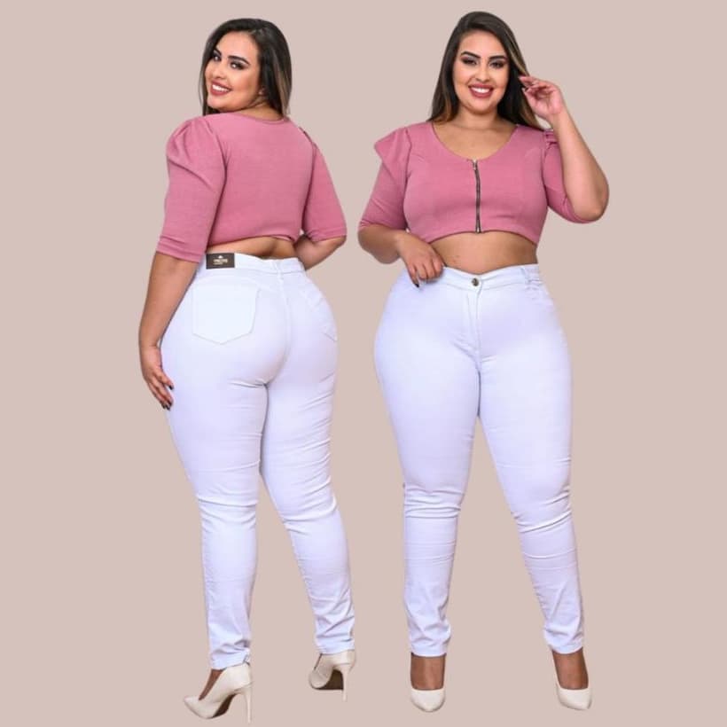 Calça Jeans Feminina Branca Skinny Com Lycra/Elastano Modelagem Empina Bumbum E Cintura Alta