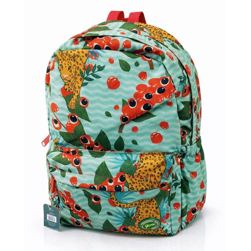 Mochila Escolar Feminina Estampa Onça e Guaraná Tropical Reforçada Casual Juvenil Blogueira Yin's