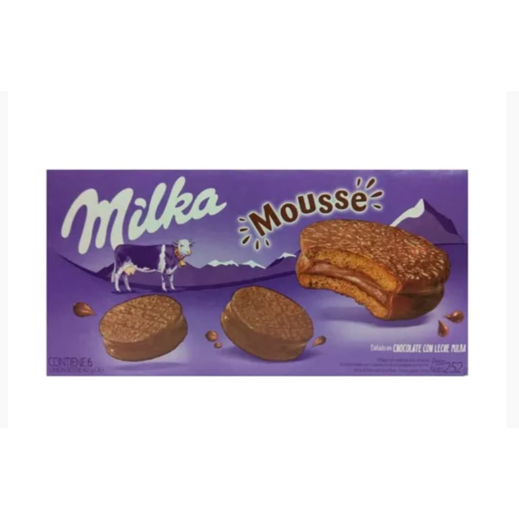Caixa de Alfajor Milka Mousse 6 unidades