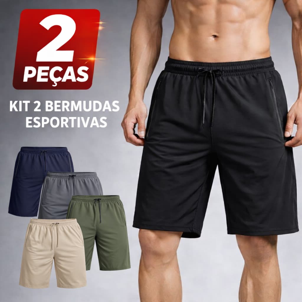 Kit 2 Bermuda Masculina Academia Elastano Slim Fit Short Fitness Treino Corrida Esportiva Leve