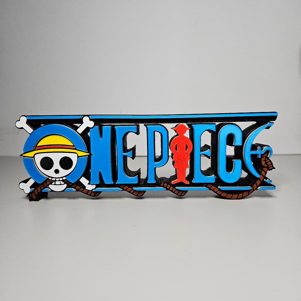 Letreiro One Piece 3D Decorativo | Logo Anime para Setup Gamer