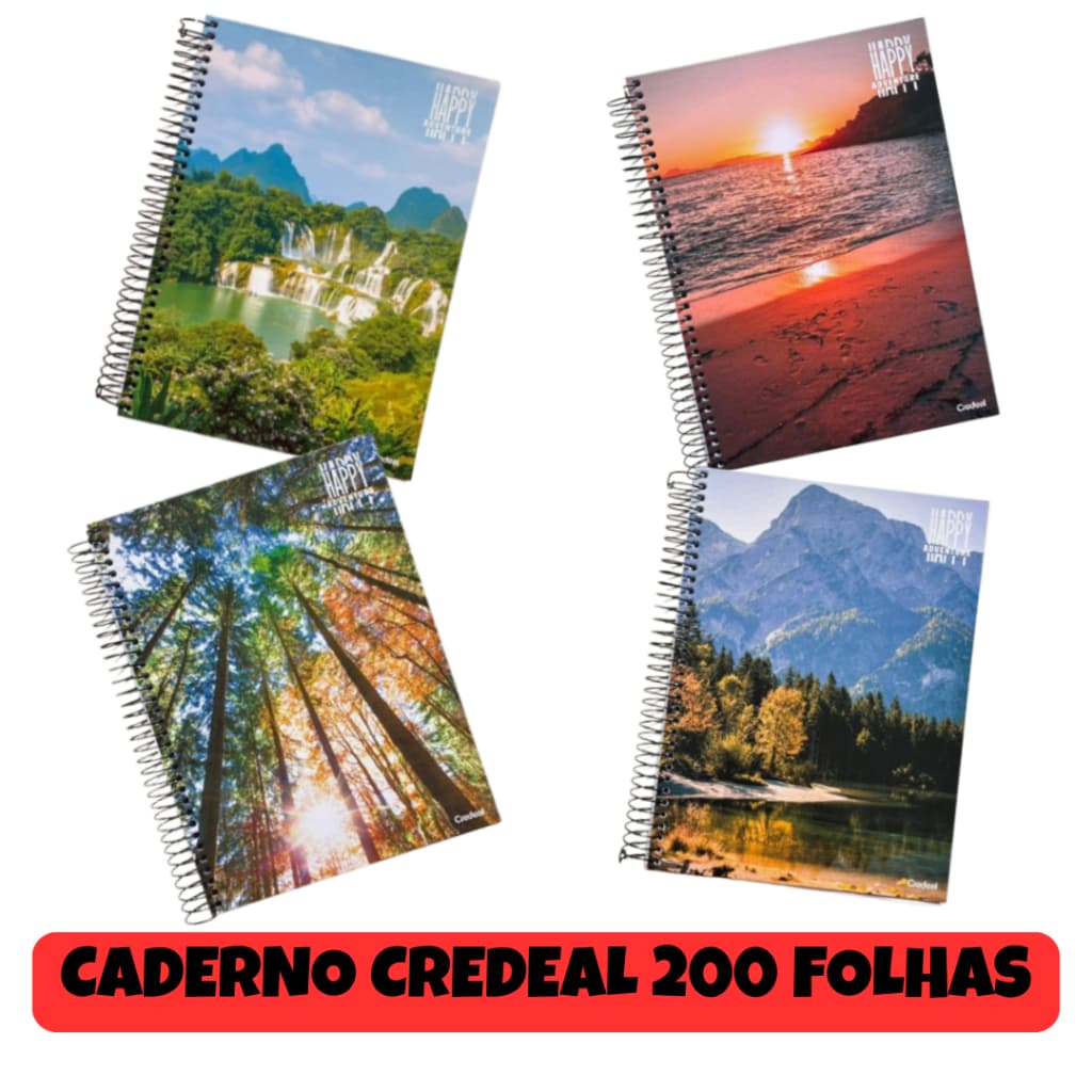 CADERNO UNIVERSITARIO 10 MATERIAS 200 FOLHAS HAPPY (CREDEAL)