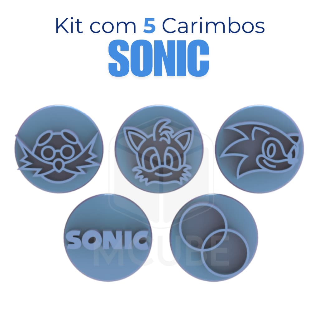 Kit com 5 Carimbos para Docinhos e Brigadeiro - Sonic