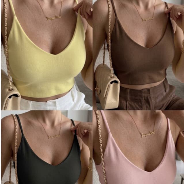 Cropped Feminino Alcinha Canelado Ribana Decote V Confortável Macio Gringa