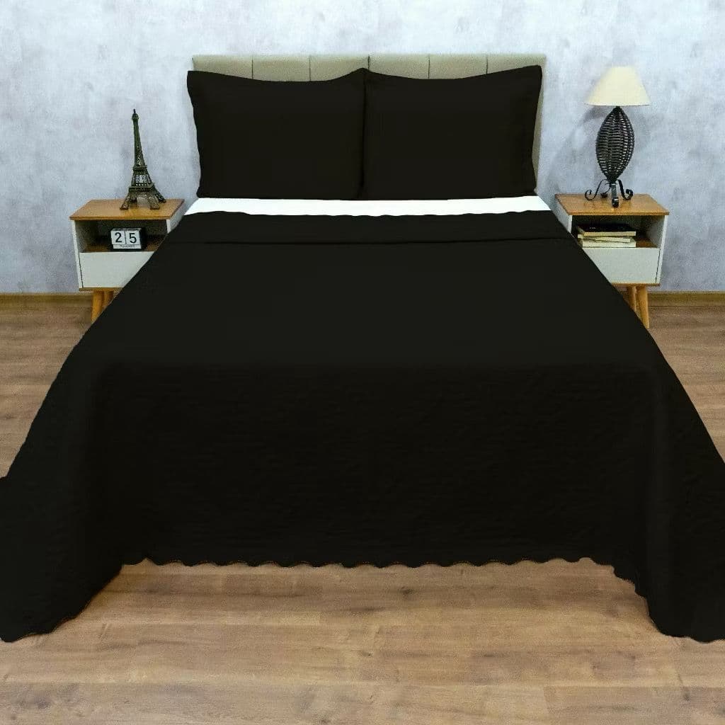 Kit Cobre Leito Super King Camili 3 Peças Dupla Face Colcha Ultrassônica + Porta Travesseiros