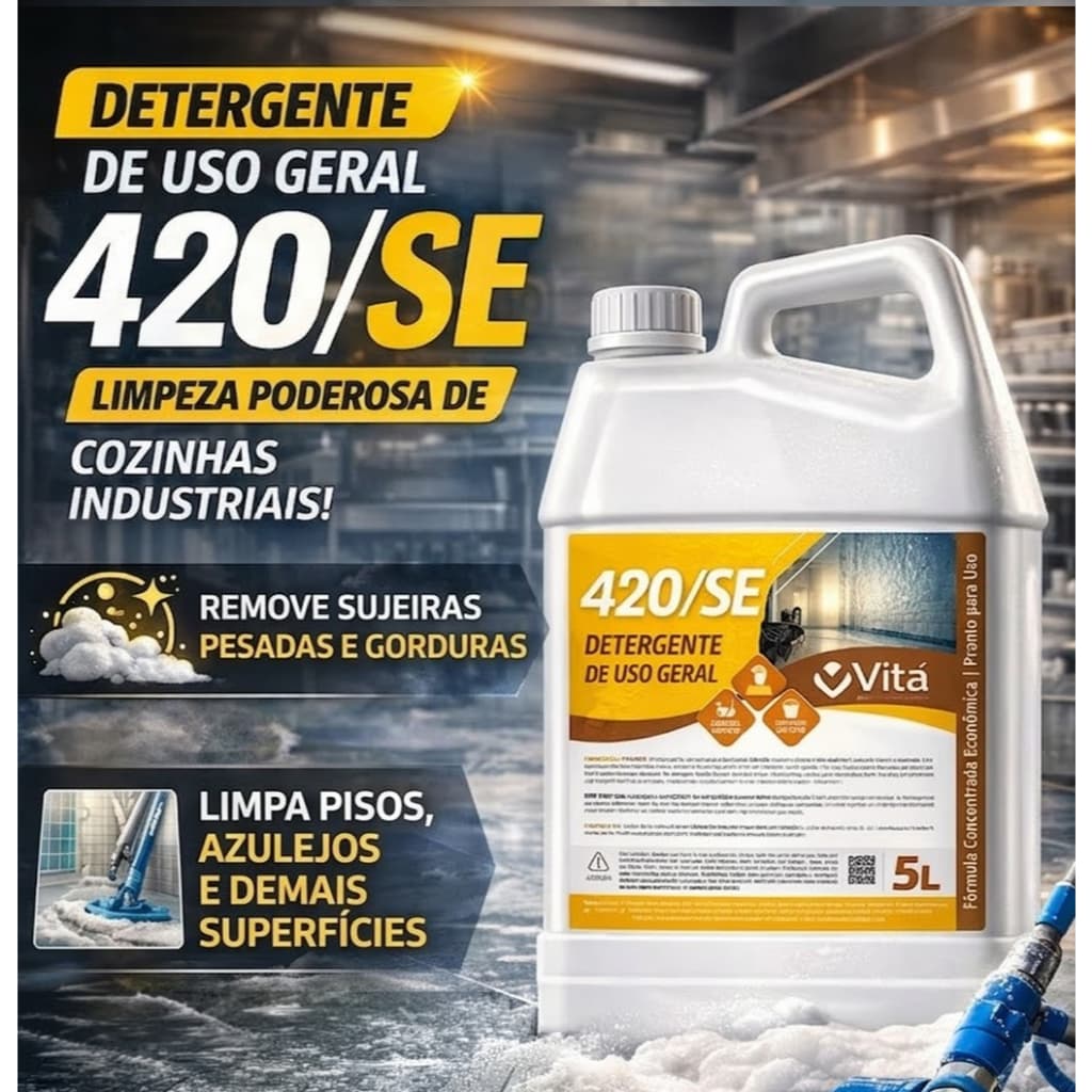 Detergente de Uso Geral 5 Litros - Limpa Pisos, Paredes, Azulejos, Equipamentos e Utensílios Certificado ANVISA