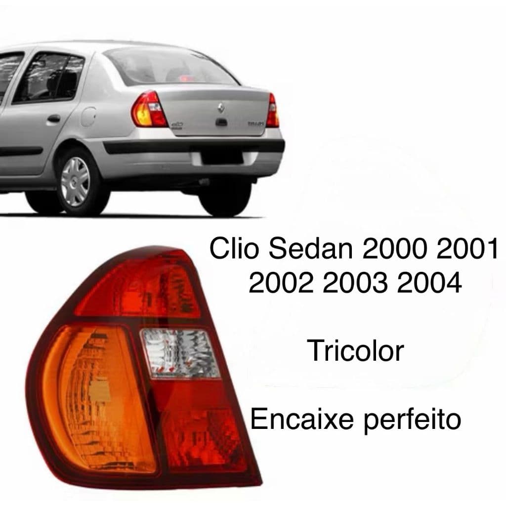 Lanterna Traseira Renaul Clio Sedan 2000 2001 até 2004 Tricolor Esquerdo