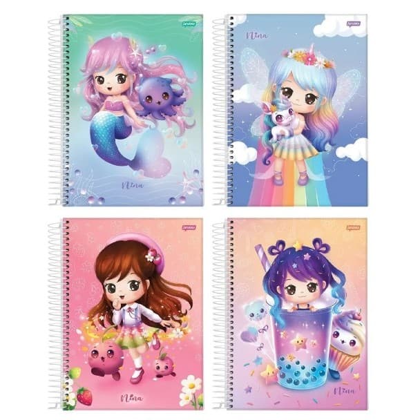 Caderno Espiral Jandaia Universitário Capa Dura 12 materias Nina 192 folhas-Caderno Universitário 12 Matérias Capa Dura