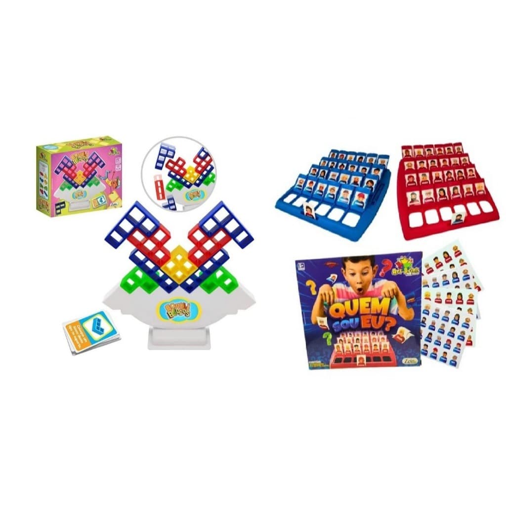 KIT COM 2 SUPER JOGOS(JOGO QUEM SOU EU+JOGO EQUILIBLOCOS)PRESENTE CRIANÇA