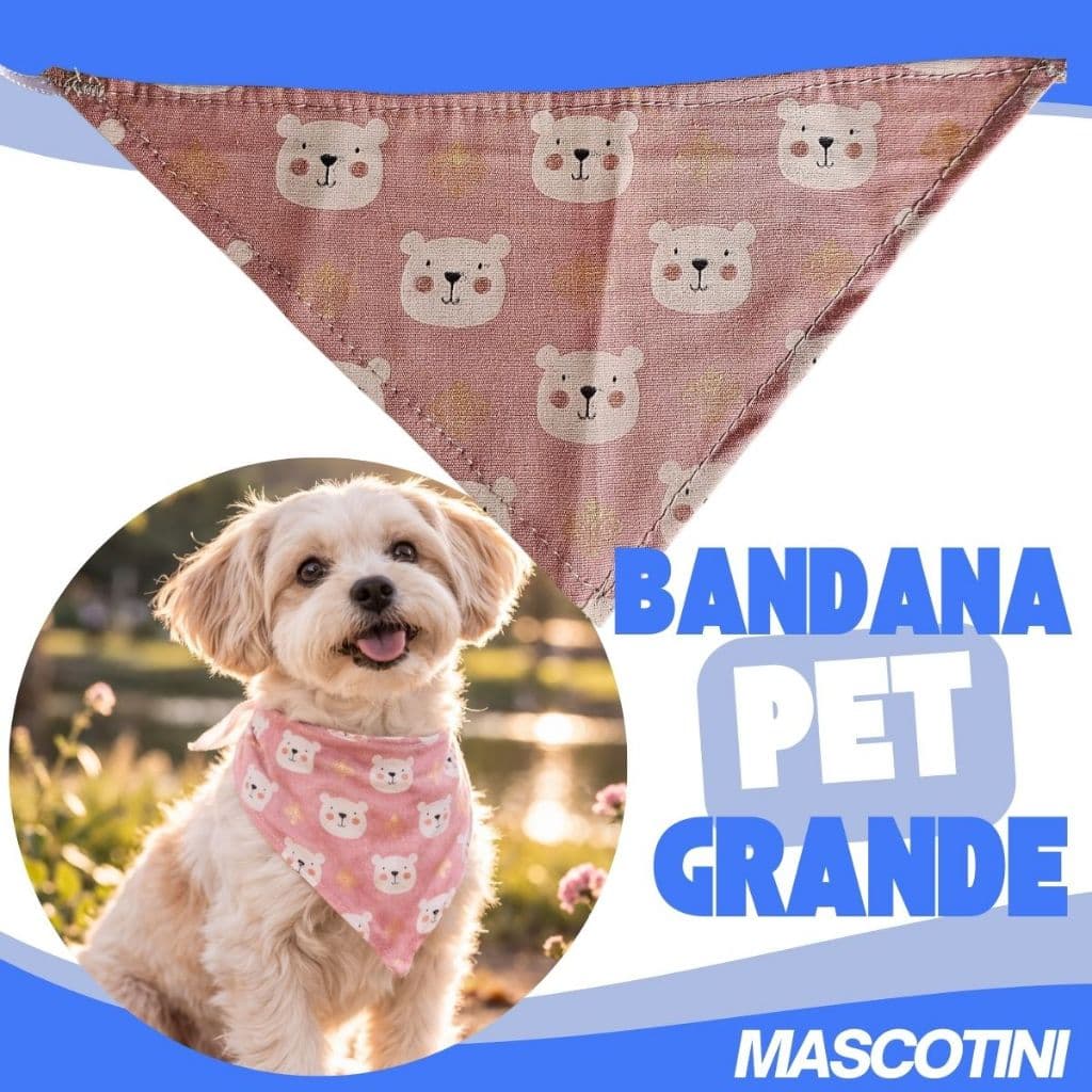 Bandanas Rosa Grande Para Pets Cães E Gato Fêmea 27cm Com Estampa Lenço Bandaninha - Mascotini