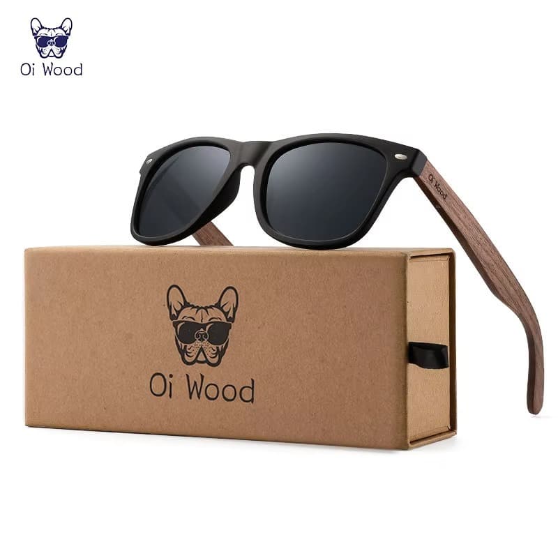 Oi Wood Óculos de Sol de Madeira Natural Masculino Polarizado TR90