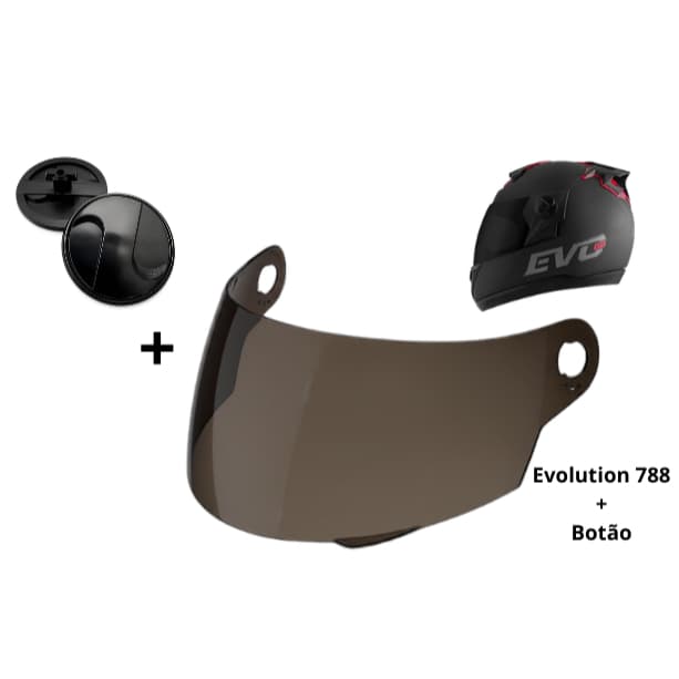 Viseira Fumê para Capacete Compatível Evolution 788 G1 ao G8 Pro Tork + 1 Par Botão Fixador