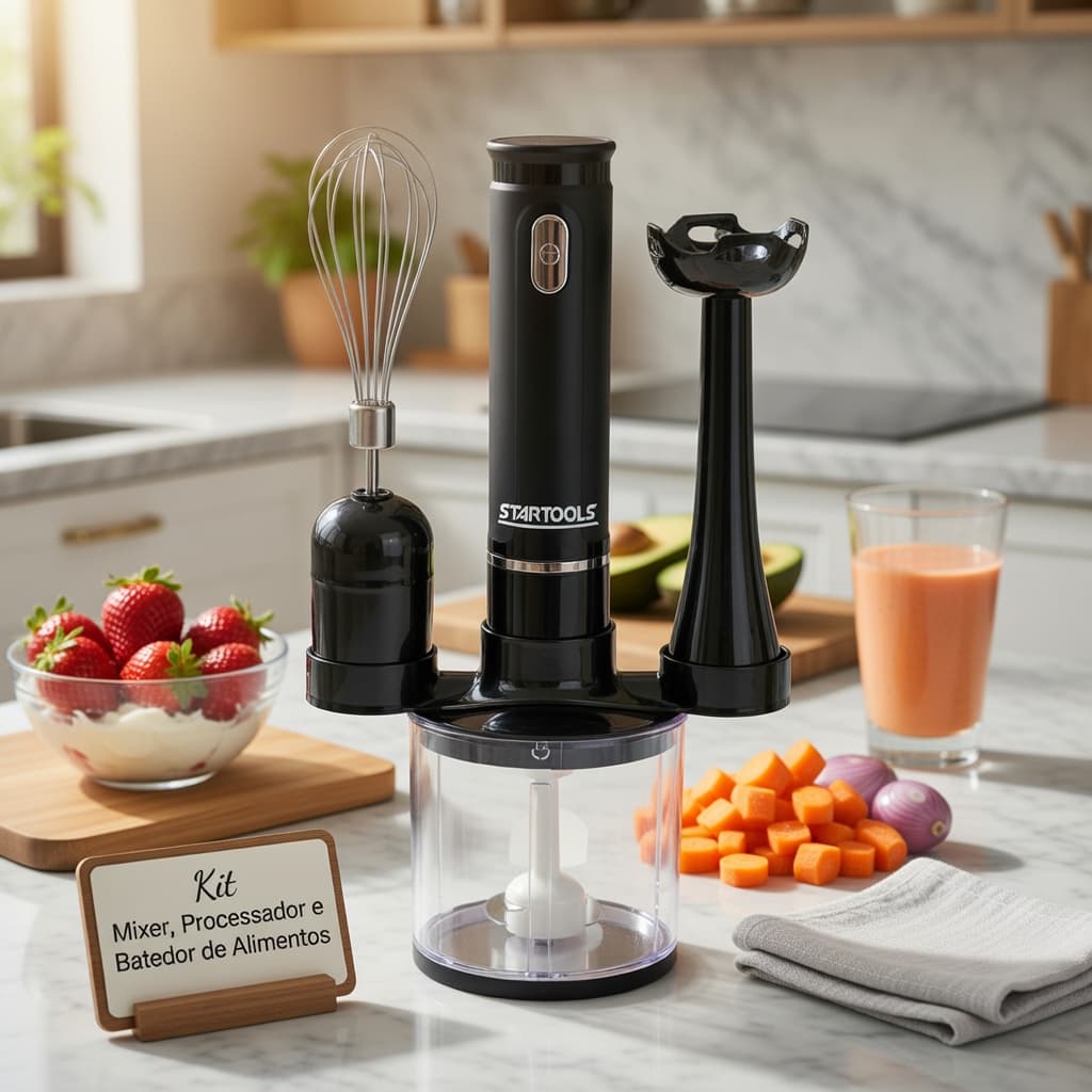 Kit Processador Batedeira Mixer Portatil Multifuncional Compacto 127v Sortido