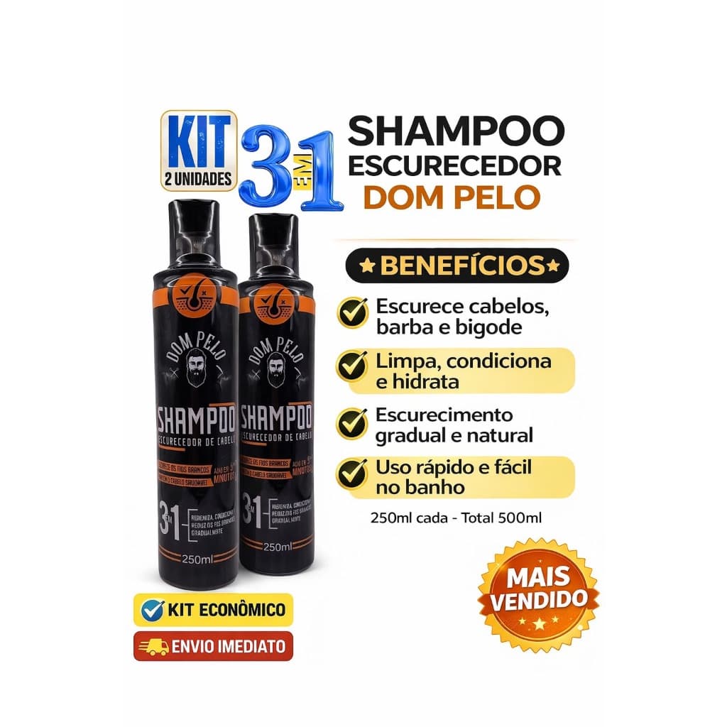 Shampoo Escurecedor De Cabelos Brancos Grisalhos Super Promo