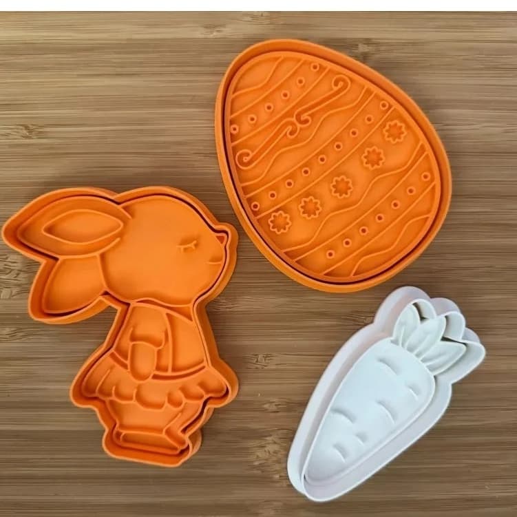 Cortador Páscoa – Coelho, Cenoura e Ovo Decorado – 4 a 6cm