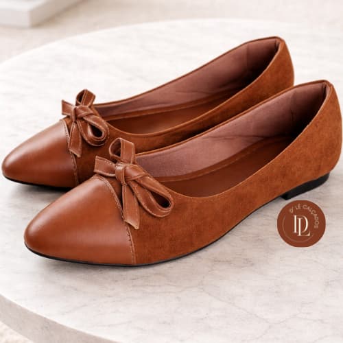 Sapatilha Feminina Elegante Terracota Sapatilha Confortável Bico Fino