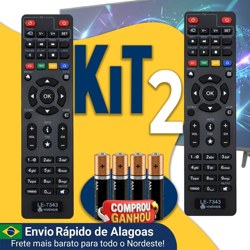 Controle Remoto Compatível Receptor Vivensis Vx10 Antena Parabólica