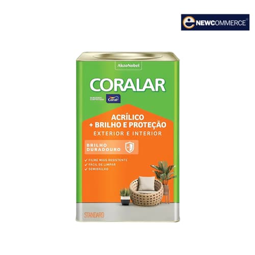 Tinta Acrílica Semi Brilho Coral Coralar 16l Lata – Alta Cobertura, Lavável, Interior e Exterior