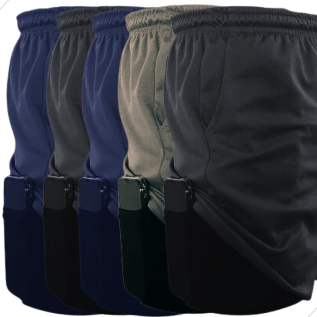 Short Masculino Duplo 2 em 1 Kit com 5  Treino Academia Proteção UV20+ com Bolso Secreto Compressão