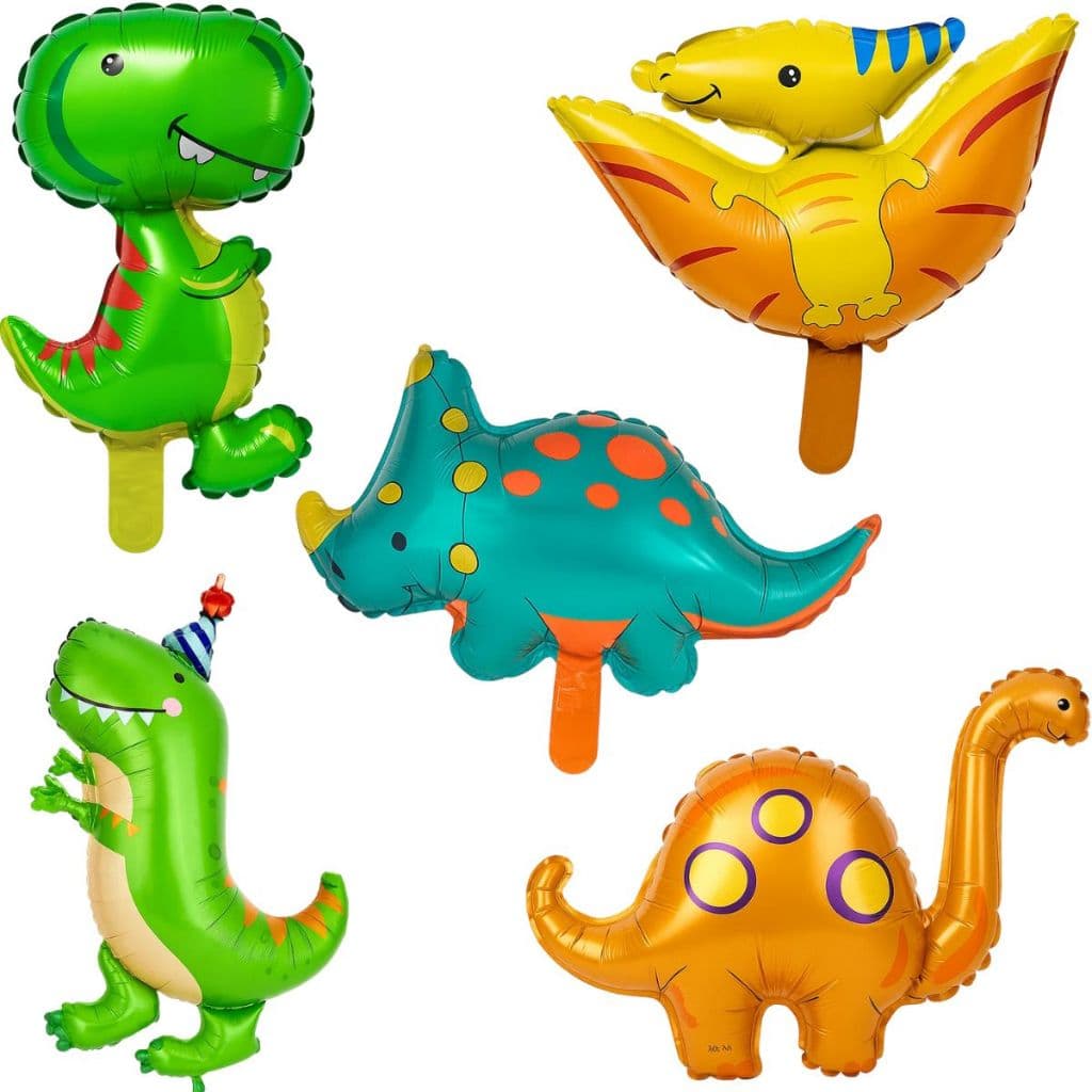 Kit Balão Dinossauro Baby Metalizado 35cm Inflável Brinquedo Festa Decoração Premium Aniversário