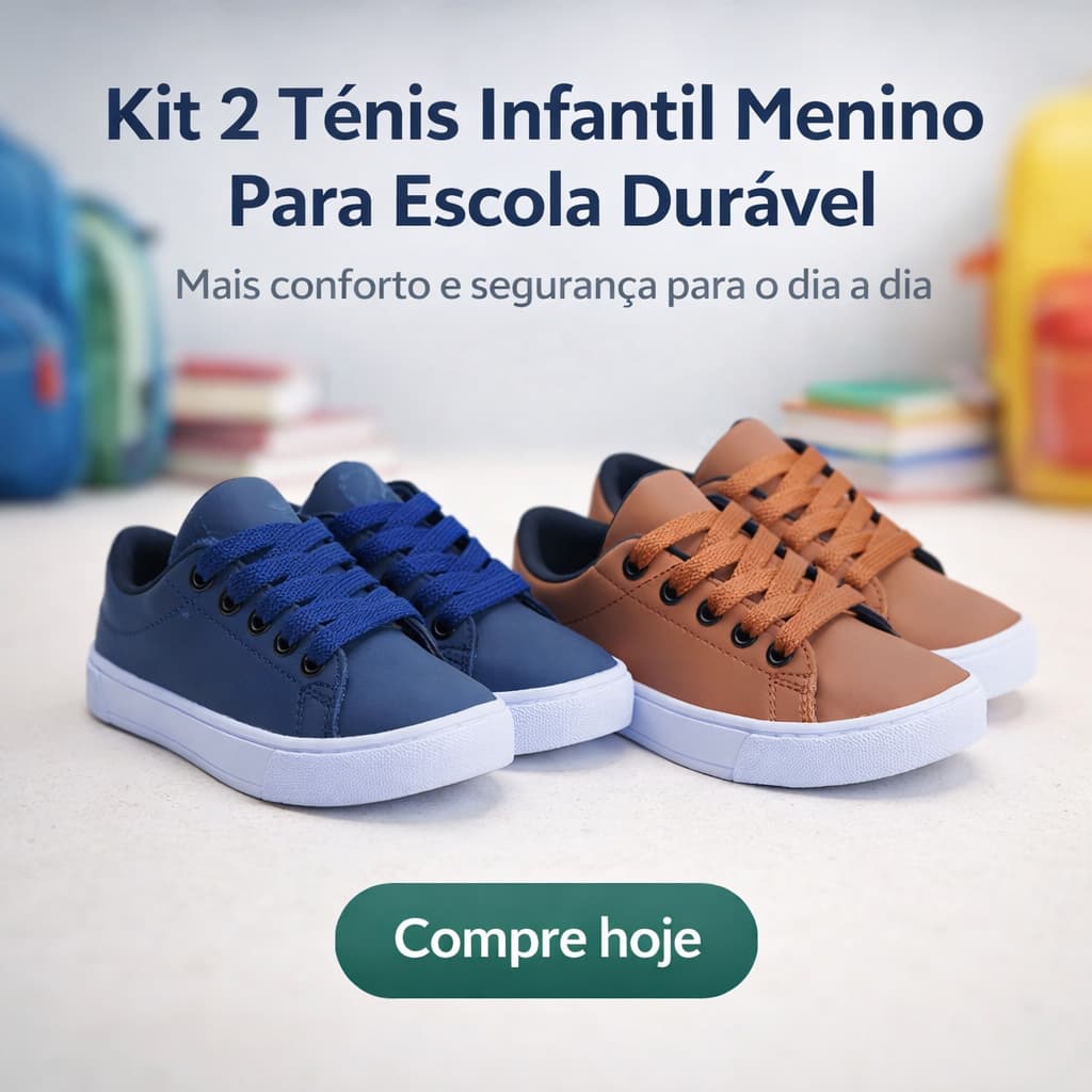 Kit 2 Tênis Infantil Menino Casual Confortável Escola Dia a Dia 25 ao 33 Envio Imediato