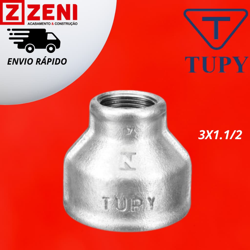 Luva de Redução Galvanizada 3 x 1.1/2 Tupy