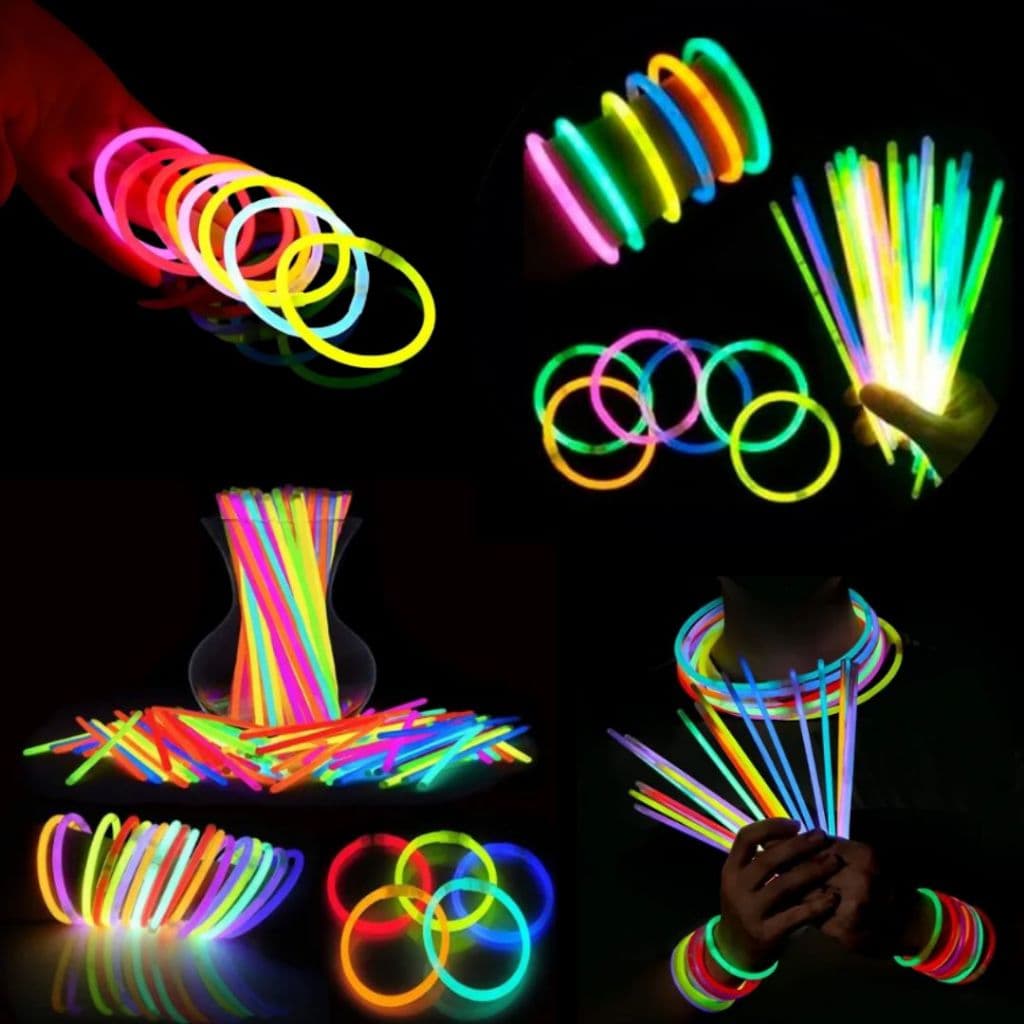Kit 100 Pulseiras + 100 Conectores Fluorescente Balada Neon Festa Brilho