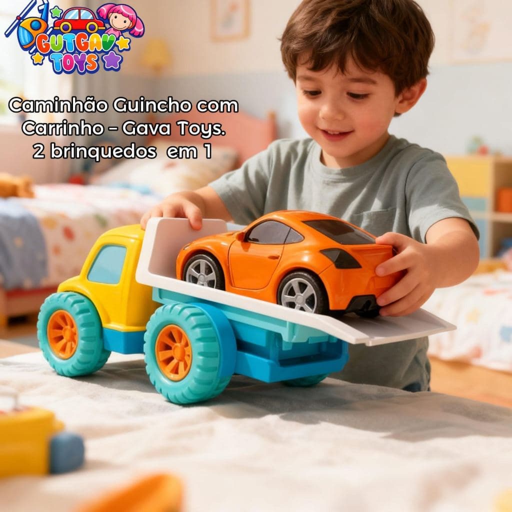 Caminhão Guincho Gava Toys Tunder Truck Laranja Azul Amarelo