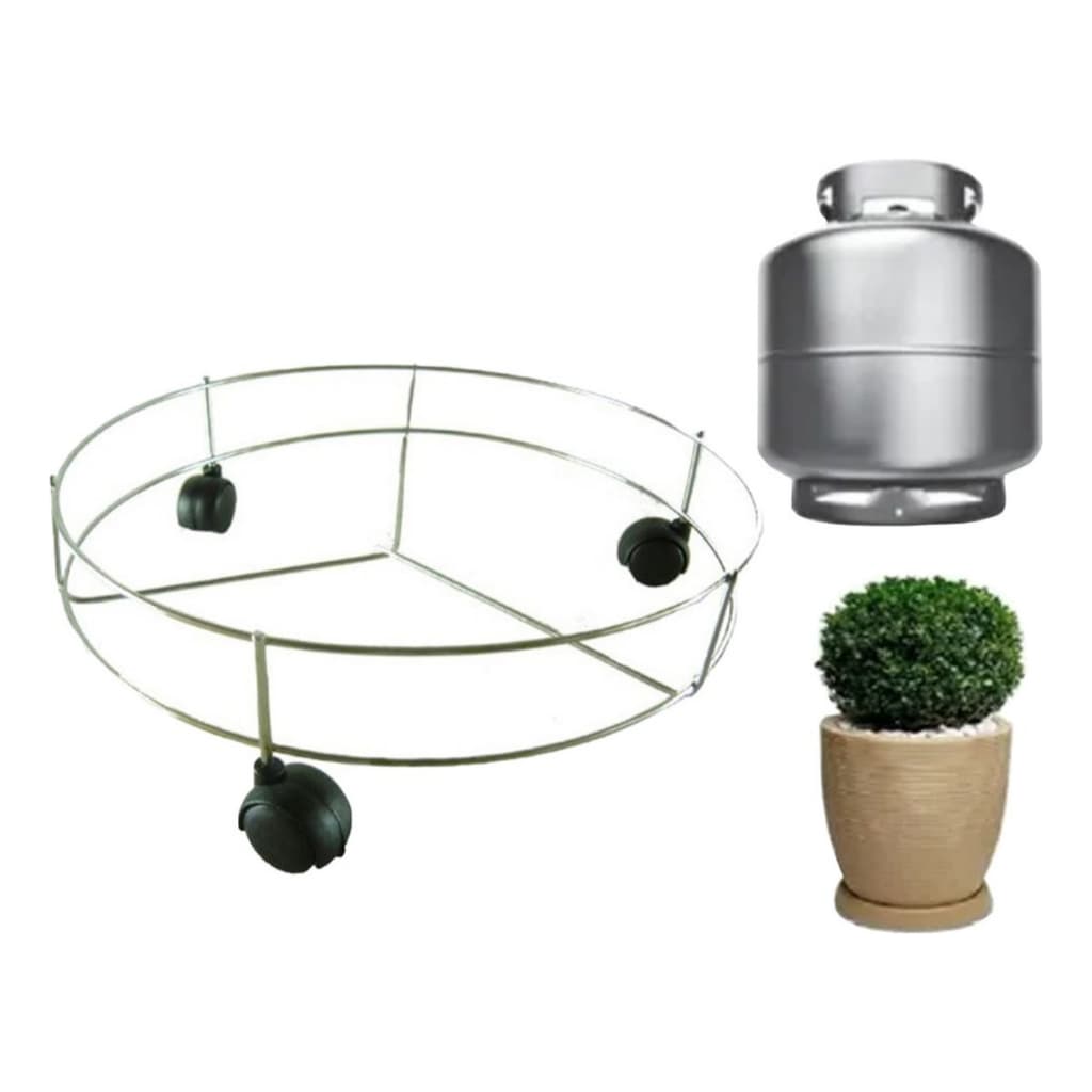 Suporte para Botijão Gás Galão Vaso com 3 Rodinhas Reforçado
