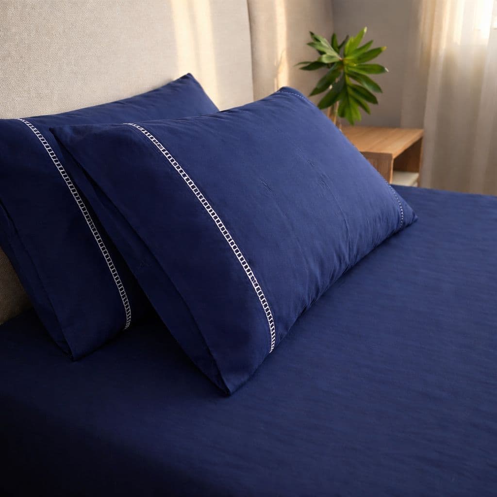 Lençol Queen - Jogo de Cama Queen 400 Fios 03 Peças Com Fronha Ponto Palito ou Lisa