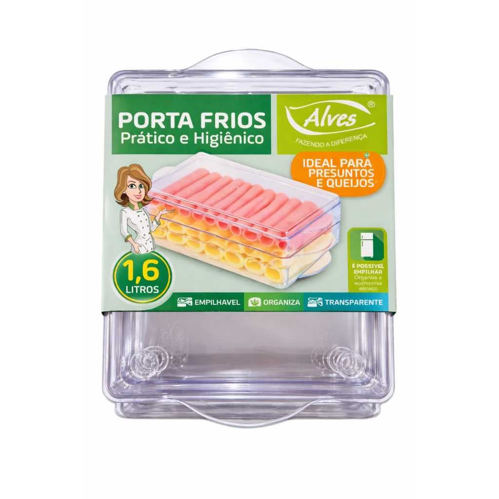 Porta Frios 1,6L Transparente Empilhável Organizador Alves + Porta Frios + Empilhavel + Organizador de geladeira