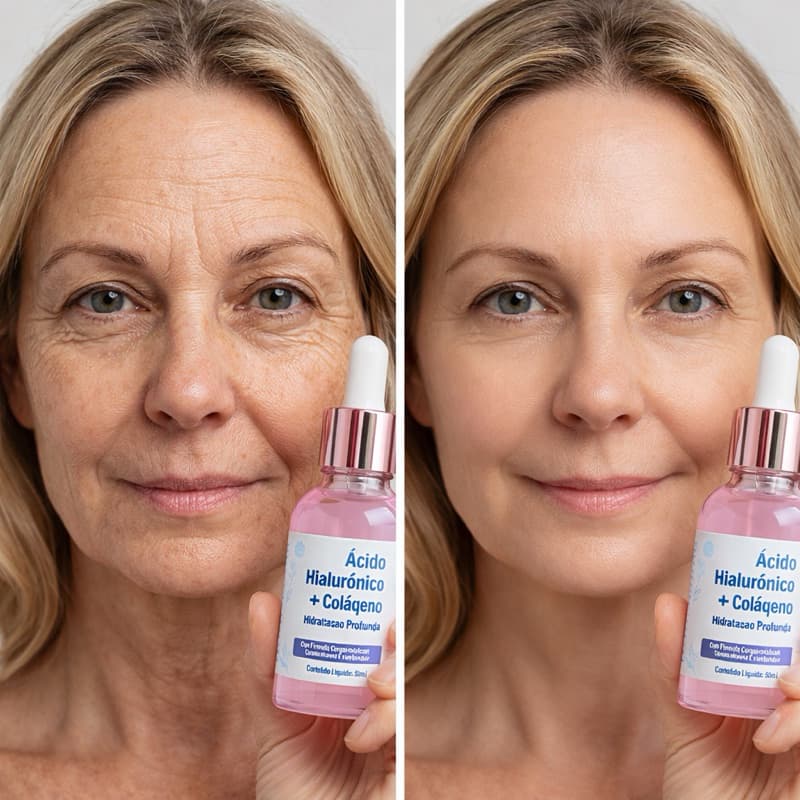 Ácido Hialurônico com Colágeno Serum Rejuvenescedor para Linhas de Expressão Seu Rosto mais Jovem