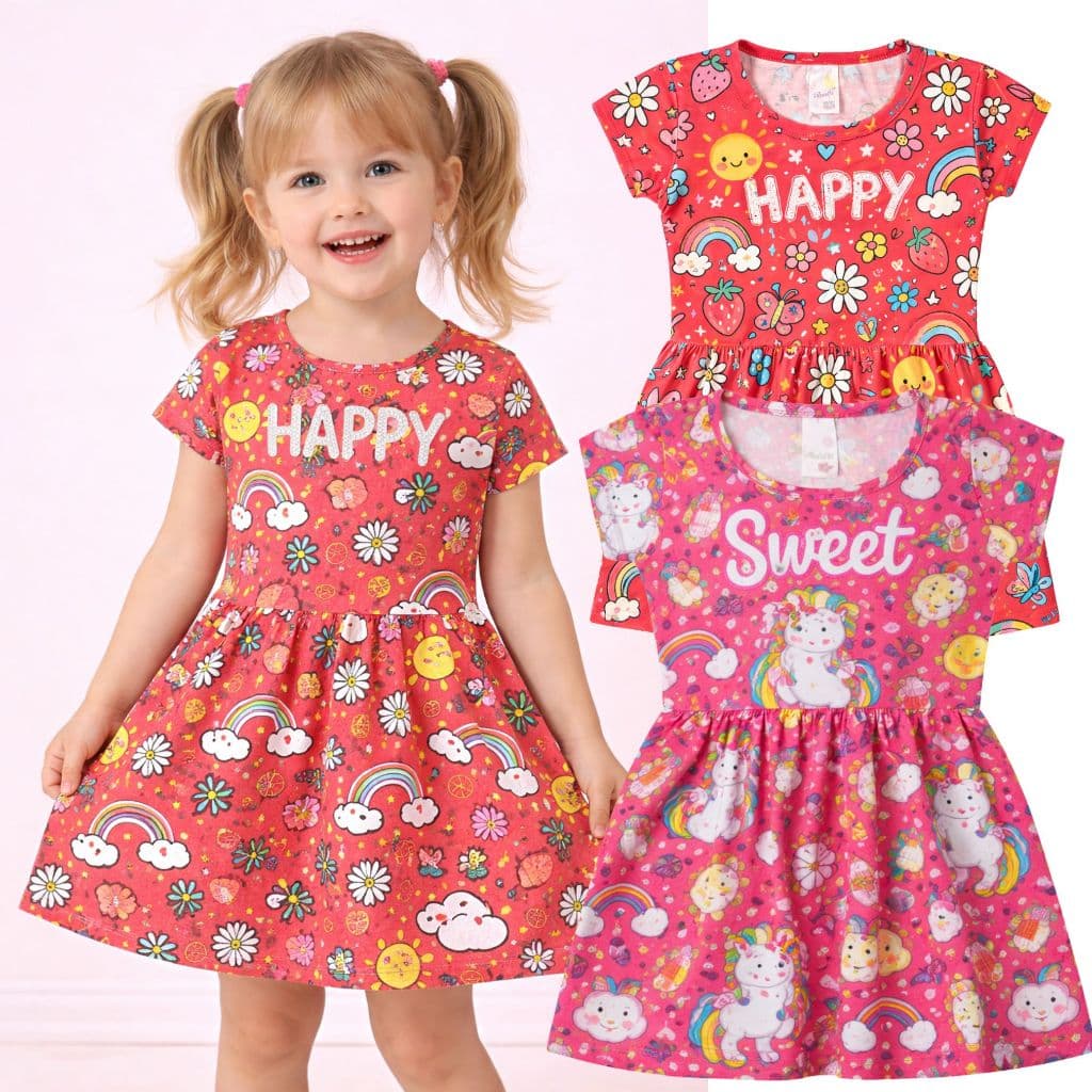 Vestido Sortido Menina Casual Rodado