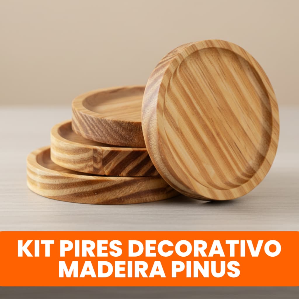 Kit Pires De Madeira Redondo 10cm Para Xícara Copo Expresso Porta Café Chá Decoração