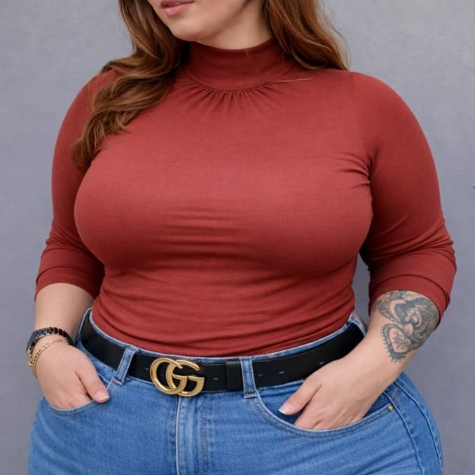 BLUSA PLUS SIZE GOLA ALTA MANGA LONGA FEMENINO CACHARREL VERSATIL ELEGANTE FRIO INVERNO G G1 G2